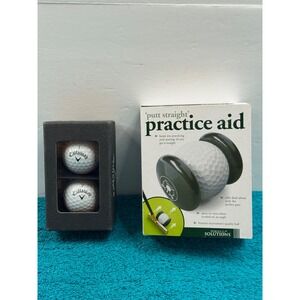 Perfect Solutions Putt Straight Practice Aid & Callaway Golf‎ Balls 2-Pack Set